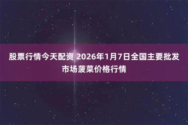 股票行情今天配资 2026年1月7日全国主要批发市场菠菜价格行情
